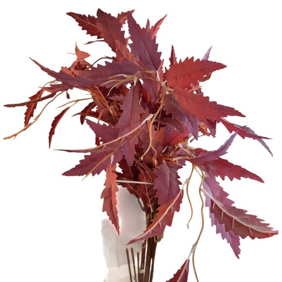 Artificial Burgundy Leaf Stem Bundle For Décor Arrangements Fall Floral Displays - Picture 5 of 16